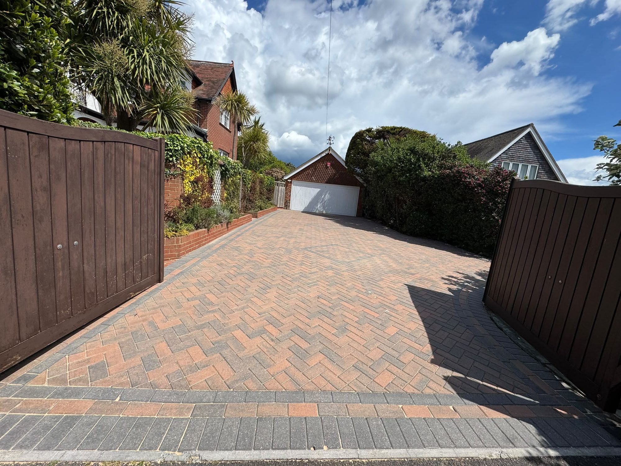 Block paving driveway after jet washing in Lymington