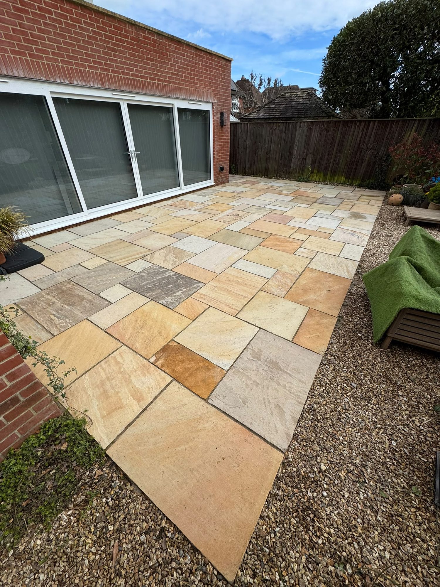Patio cleaned by jet washing in Lymington