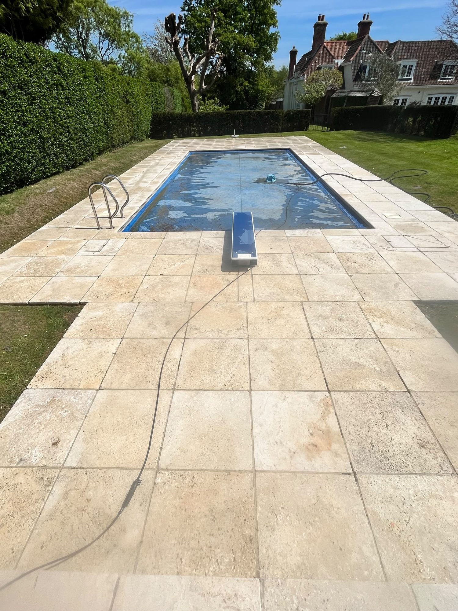 Patio cleaned by jet washing in Lymington