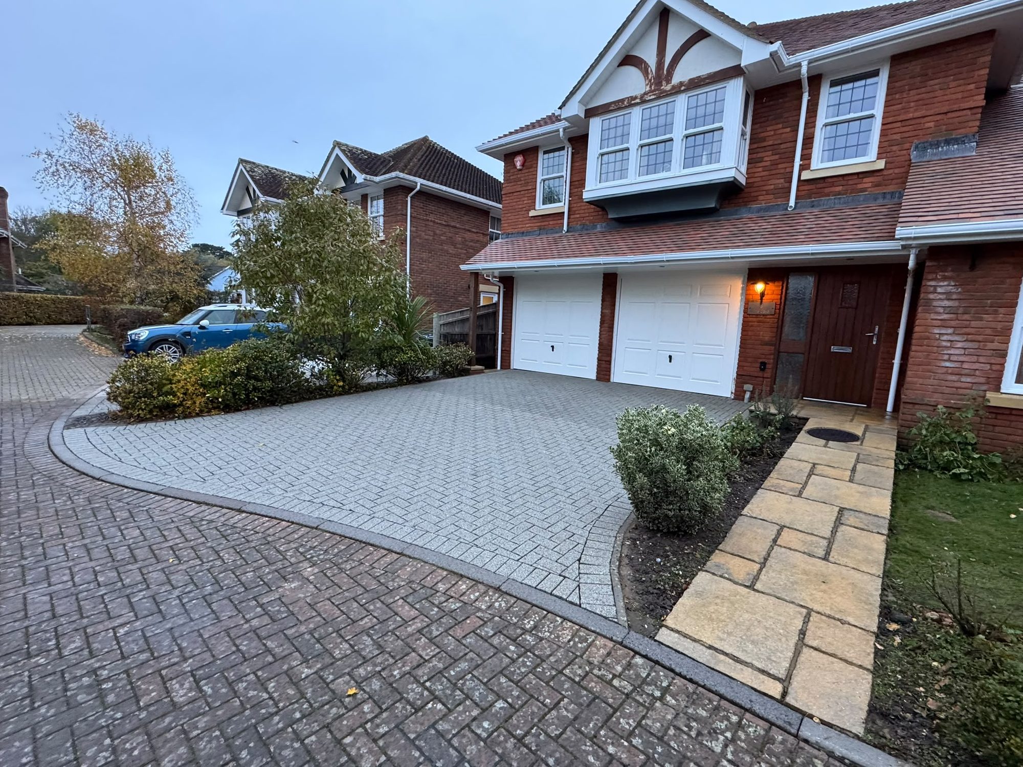 Block paving driveway after jet washing in Lymington
