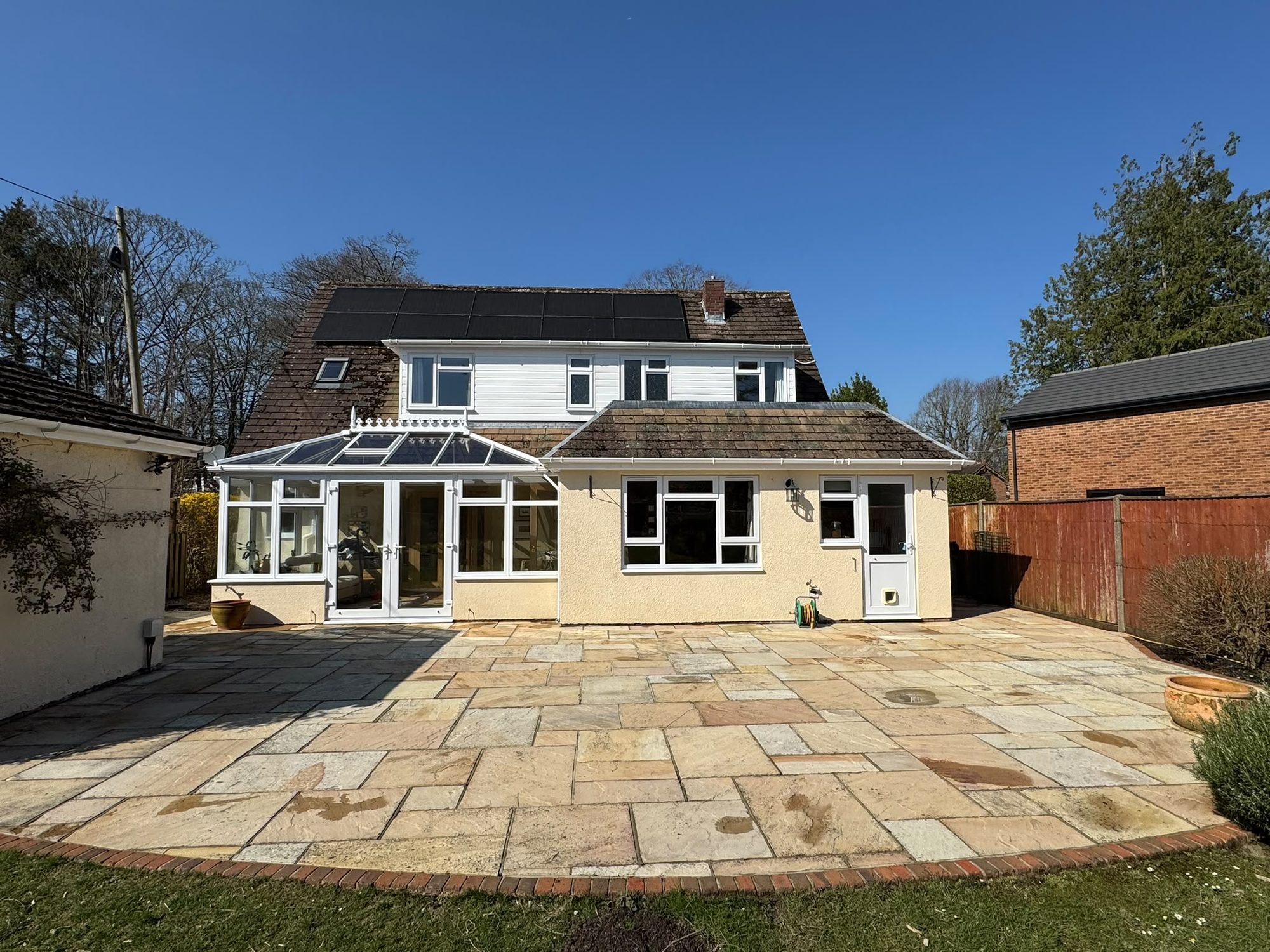 Patio cleaned by jet washing in Lymington